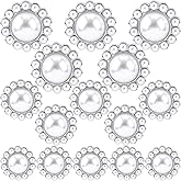 Alpinleux 15 Pcs Vintage Pearl Buttons, 3 Sizes Faux Buttons Embellishments Set, Metal Button with Pearls, Retro Sewing Button for Crafts, Coats, Sweaters, Dress (Silver, Pearl)