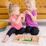 Melissa & Doug Wooden Pizza Kitchen Role Play Set 6 slices 50 toppings view 2