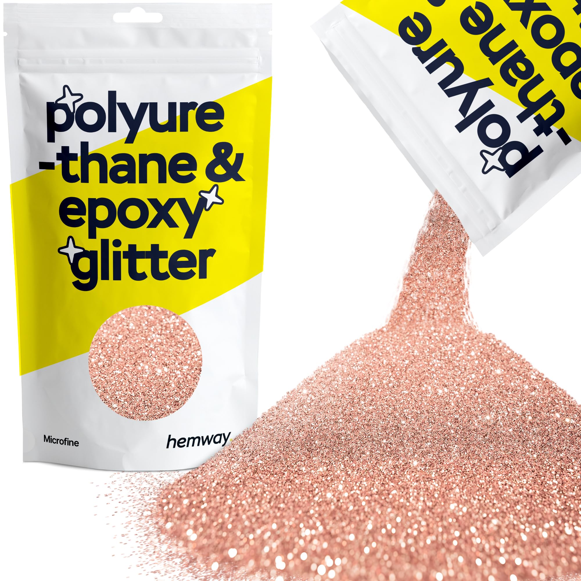 Hemway Resin Glitter Rose Gold 100g Microfine | Polyurethane & Epoxy Glitter for Resin Crafts, Tumblers, Coasters, Floor & Table Art