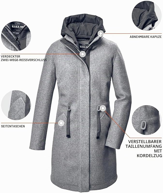 Damen Fleece Parka/Mantel mit abknöpfbarer Kapuze GW 46 WMN PRK, dunkelnavy, 38, 41988-000