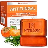 Hermon Antifungal Soap Bar: Antifungal Soap Treatment for Ringworm, Jock Itch & Athlete’s Foot with Tea Tree Oil – Medicated Anti Fungal Tea Tree Bar for Skin Fungus - 8oz / 2Bars