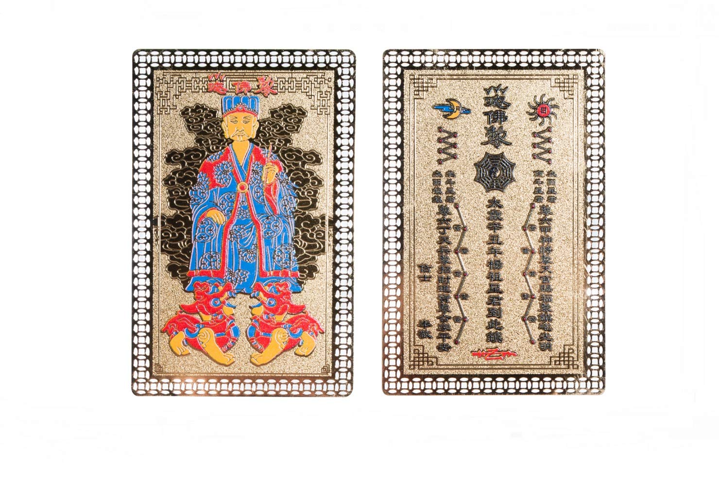 DMtse Chinese Feng Shui Tai Sui Amulet Card Golden for Good Luck Blessings