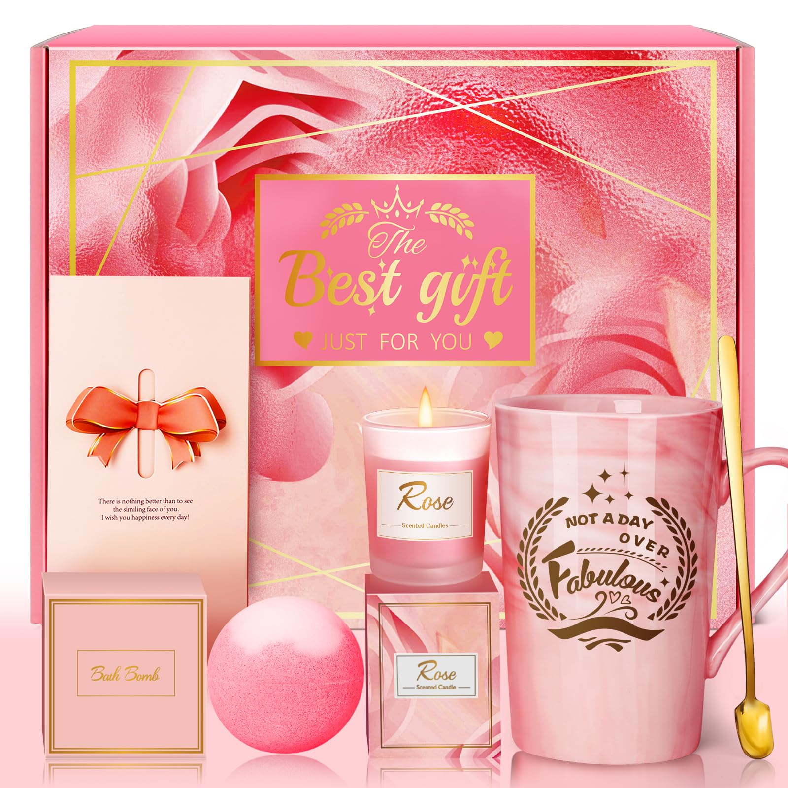 Eletorot Birthday Gifts for Women: Unique Hamper Pamper Presents Basket for Wife, Sister, Girls, Daughter, Nan, Personalised Ladies Self Care Spa Bath Set for Her on Christmas, Valentines, Mothers Day