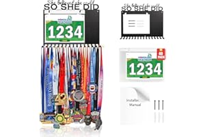 LAPETALE FASHION She Believed She Could SO SHE DID Race Medal Holder Wall Hanger,Marathon Medal Display and Runner Medal Hanger Display,Bib Running Medal Display, Running Medal Hanger Display,Medal Holder for Wall