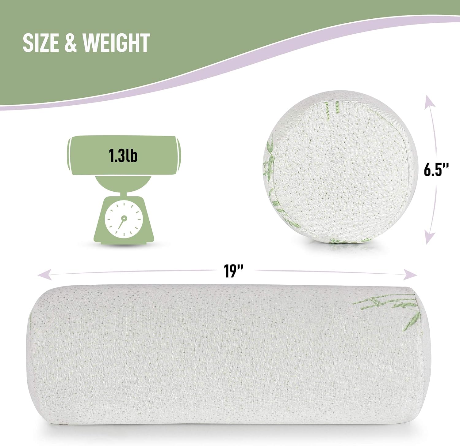 Healthex Cervical Neck Roll Pillow Cylinder Round Cushion Bolster Support for Sleeping Memory Foam and Bamboo Cover - Breathable, Hypoallergenic and Comfortable -Supports Effectively, Alleviates Pain: Home & Kitchen