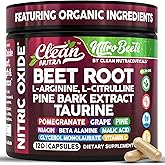 Clean Nutra Organic Beet Root Capsules L Arginine L Citrulline Pine Bark Nitric Oxide Beetroot Powder Arginine Citrulline Supplement Pre Workout Supplements Extract – 120 Vegan Pills