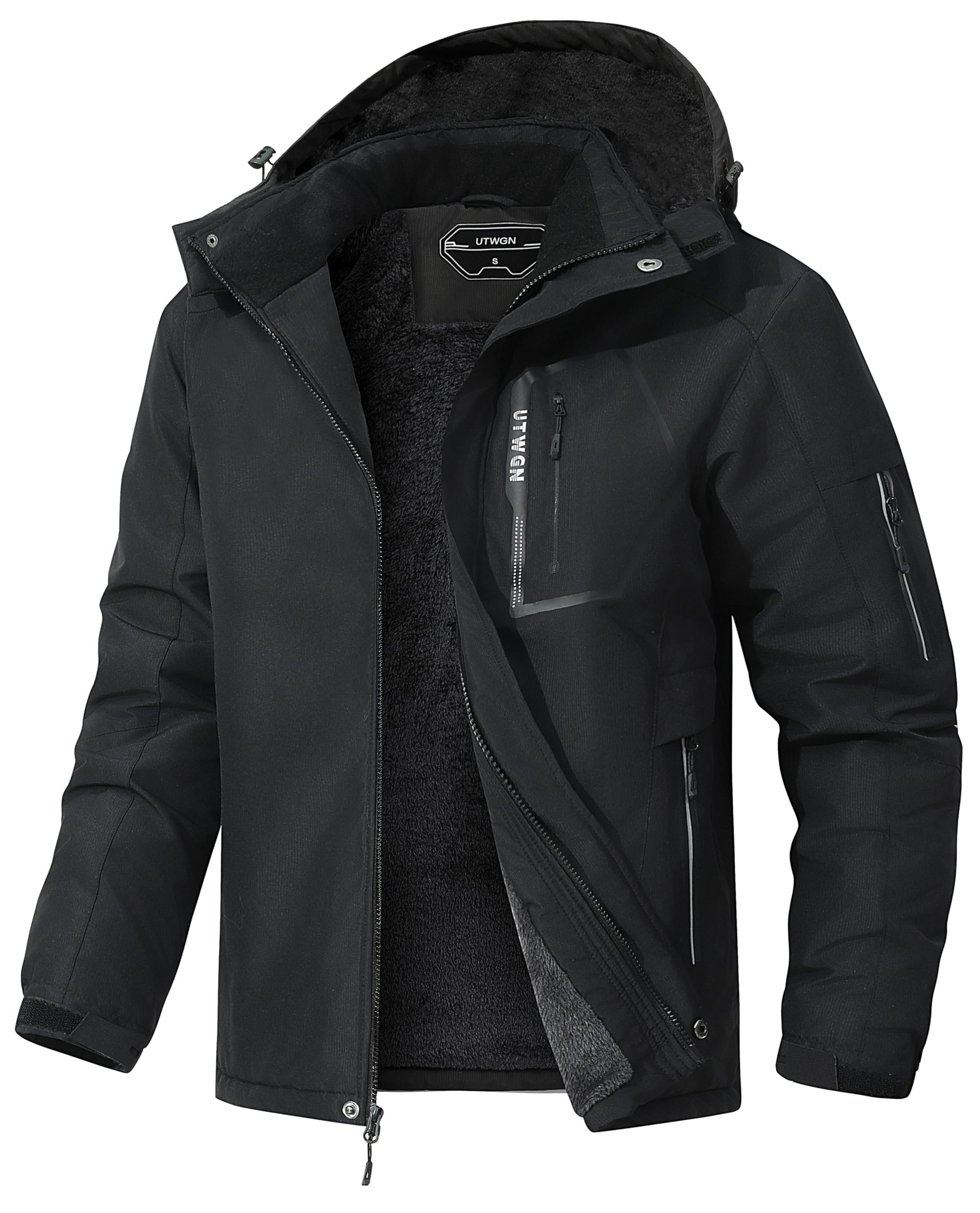 UTWGN Men's Ski Jacket Winter Warm Snow Coat Waterproof Windbreaker Hooded Work Outerwear Snowboarding Jackets Image