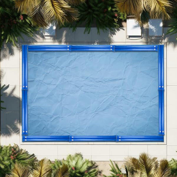 AORIHER 18 PCS 8 FEET WATER BAGS FOR POOL COVER DOUBLE WATER TUBE POOL COVER WEIGHTS WITH TRANSPARENT TPU PATCH TAPE REPAIR TAPE FOR WINTER (BLUE)
