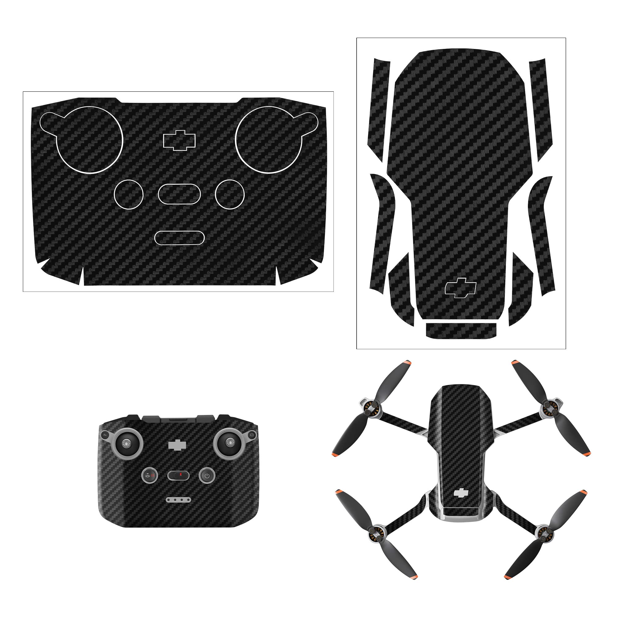 kwmobile Stickers Compatible with DJI Mini 2 - Sticker Set - Carbon Black