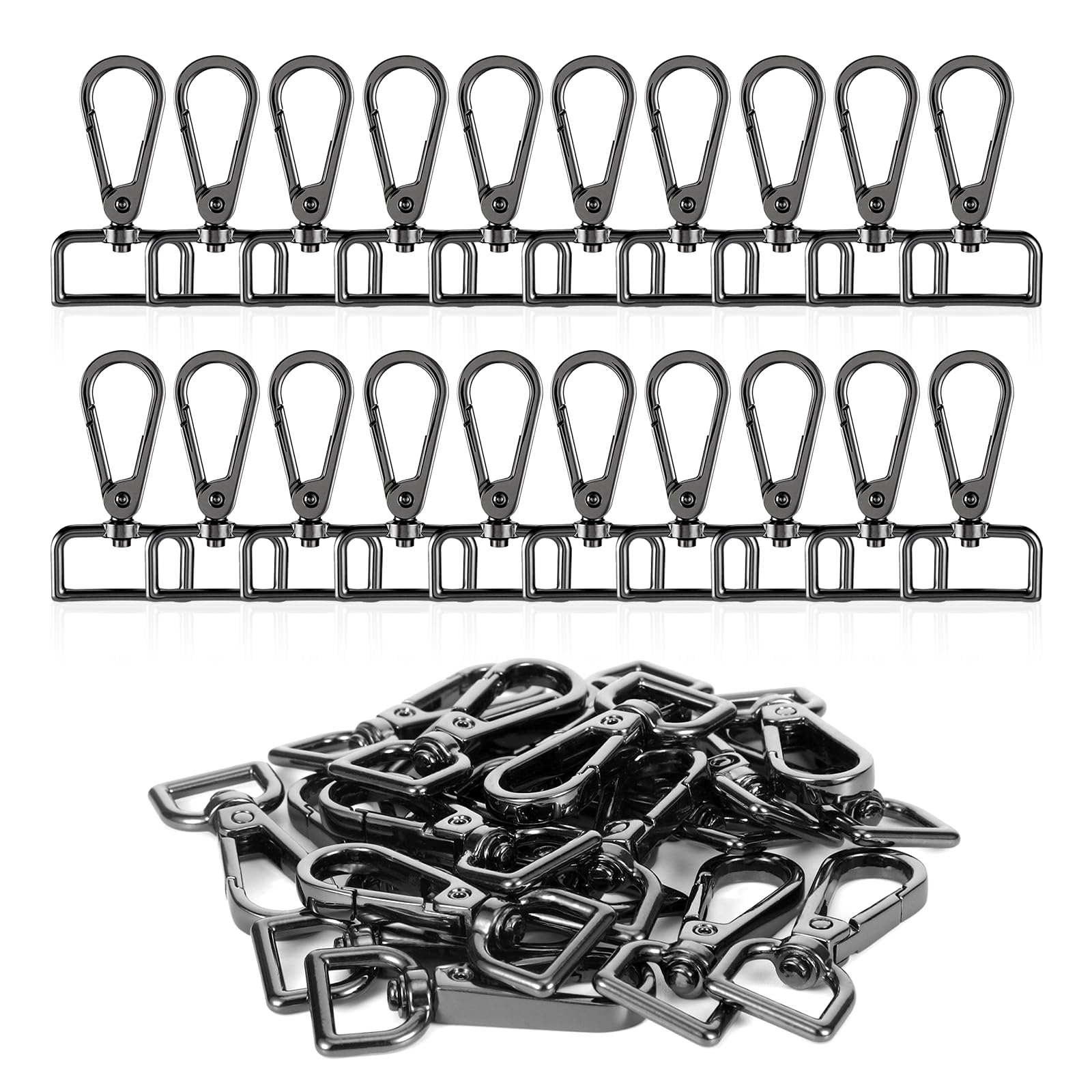 Photo 1 of 20 Pcs Metal Swivel Lobster Clasp Hooks,D Rings Purse Hardware for Bag Making,Purse Strap Hardware Push Gate Snap Hooks Trigger Clips for DIY Crafts Keychain Purse Handbag Making (Black,1 Inch)