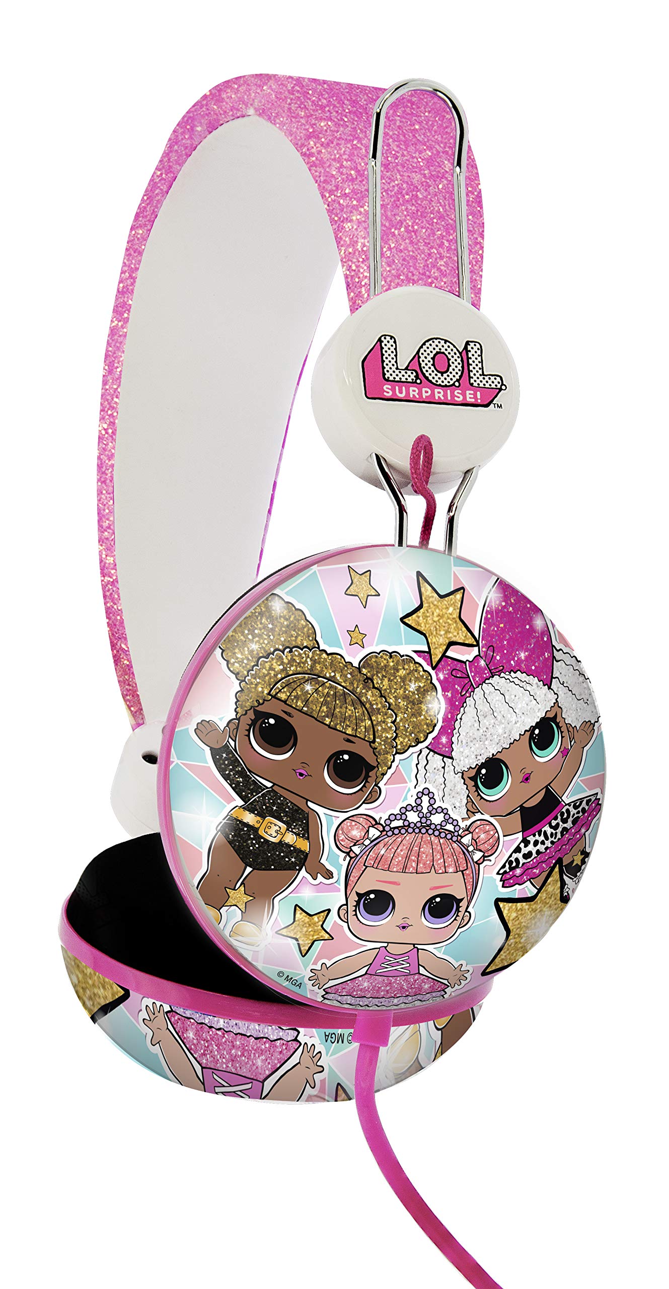 LOL Surprise OTL Technlogies Glitter Glam Tween Dome Wired Headphones for Children (Official Licensed Product)