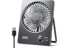 Otlonpe Desk Fan, USB Small Desk Fan, 180°Titl & Ultra-thin Table Top Fan, 3 Speed Powerful Personal Desktop Fan for Bedroom Home Office Travel (Black)