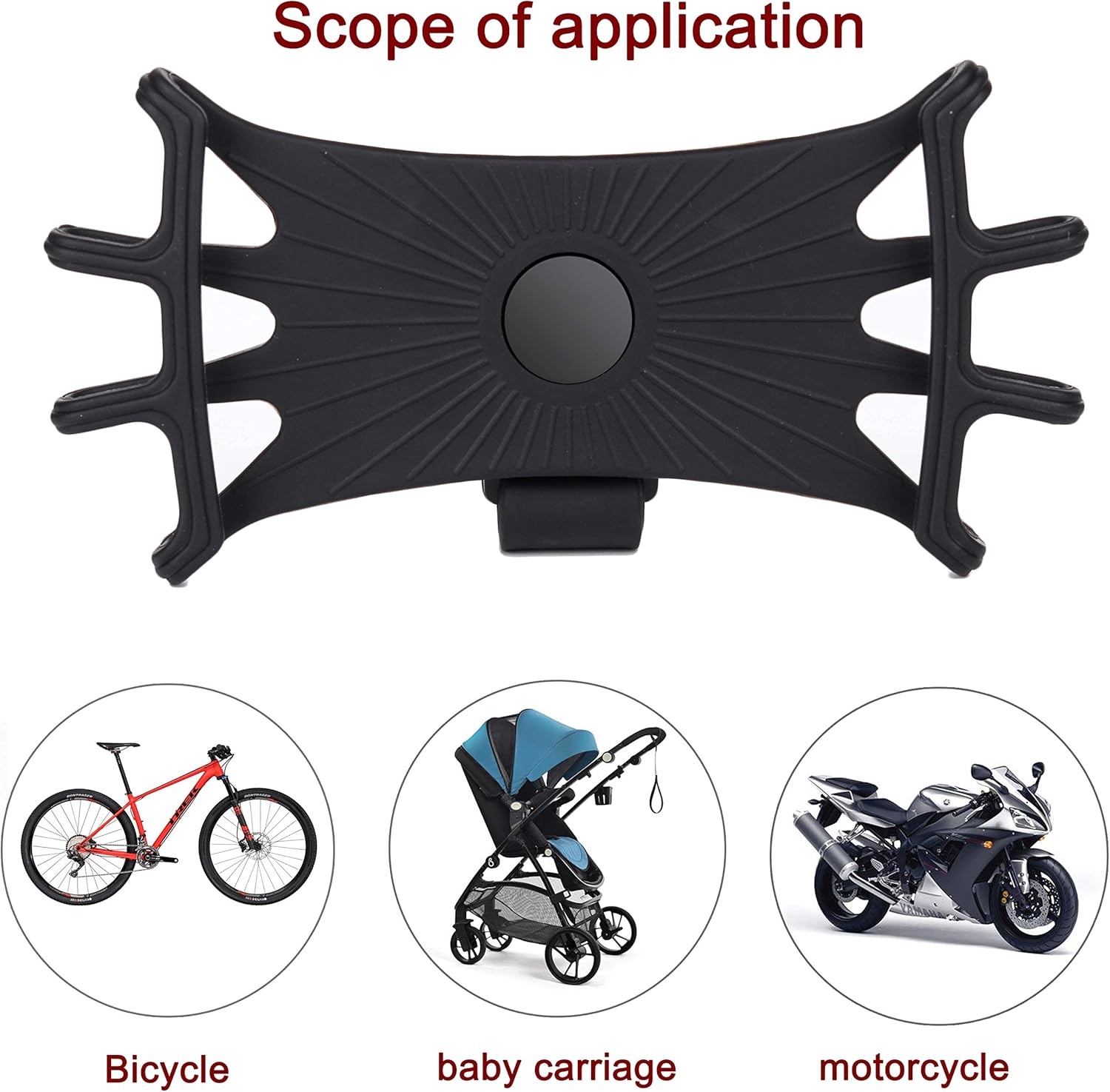 Bike Phone Mount, Universal Silicone Phone Stand 360°Rotatable Adjustable Motorcycle Phone Mount Bicycle GPS Units Holder for iPhone 11/Pro/XS/MAX/XR/X/7/8/Plus, Samsung S20/S10/S10e with Belt Lock