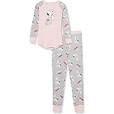 Munki Munki girls Youth Tight Fitting Long Sleeve Raglan Tee and Pant Pajama Set