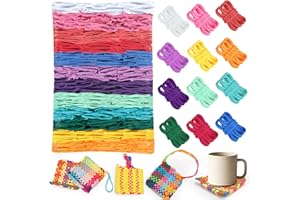 DNPHRPY 1200pcs Refill Loops for 7-Inch Weaving Loom - 12 Color Loom Loops for Potholder Making, Durable Nylon Rainbow Themed Potholder Weaving Loops Kit Elastic Ideal Gifts for Girls Ages DIY Crafts