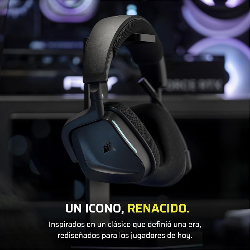 Fones de ouvido para jogos sem fio CORSAIR VOID v2 com Bluetooth para PC, PS5, PS4, Switch e Mobile – Dolby Atmos, bateria de 70 horas, sem fio de banda dupla, carregamento rápido – carbono