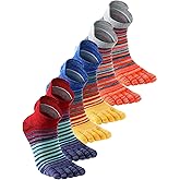 Fourluoo 3/6 Pairs Women Toe Socks Cotton Breathable Ankle Five Toe Socks for Men Women Athletic Running