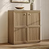 SICOTAS Buffet Cabinet with Storage, 34" Tall Modern Farmhouse Sideboard with 2 Adjustable Shelves & Geometric Doors, Large C