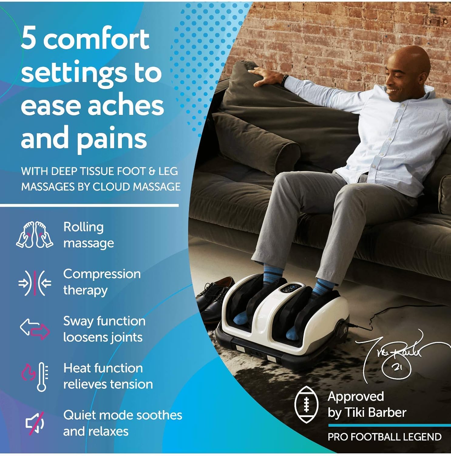 Cloud Massage Shiatsu Foot Massager Machine -Increases Blood Flow Circulation, Deep Kneading, with Heat Therapy -Deep Tissue, Plantar Fasciitis, Diabetics, Neuropathy: Health & Personal Care
