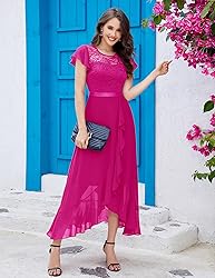 BeryLove Prom Dresses for Women Wedding Guest Ruffe