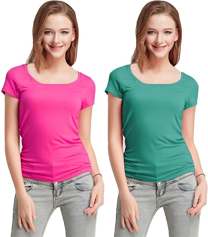 Buy Fashion Line Women Tshirt (Pink & Light Green Pack of 2) at Amazon.in