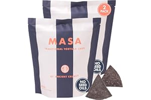ANCIENT CRUNCH MASA Chips Blue Corn Tortilla Chips - Naturally Grown Blue Corn with Grass Fed Tallow and Sea Salt Tortilla Chips - No Seed-Oil Snacks - 2 Pack, 5 Ounce Each