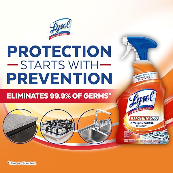 LYSOL PRO KITCHEN SPRAY CLEANER AND DEGREASER, ANTIBACTERIAL ALL PURPOSE CLEANING SPRAY FOR KITCHENS, COUNTERTOPS, OVENS, AND APPLIANCES, CITRUS SCENT, 22OZ