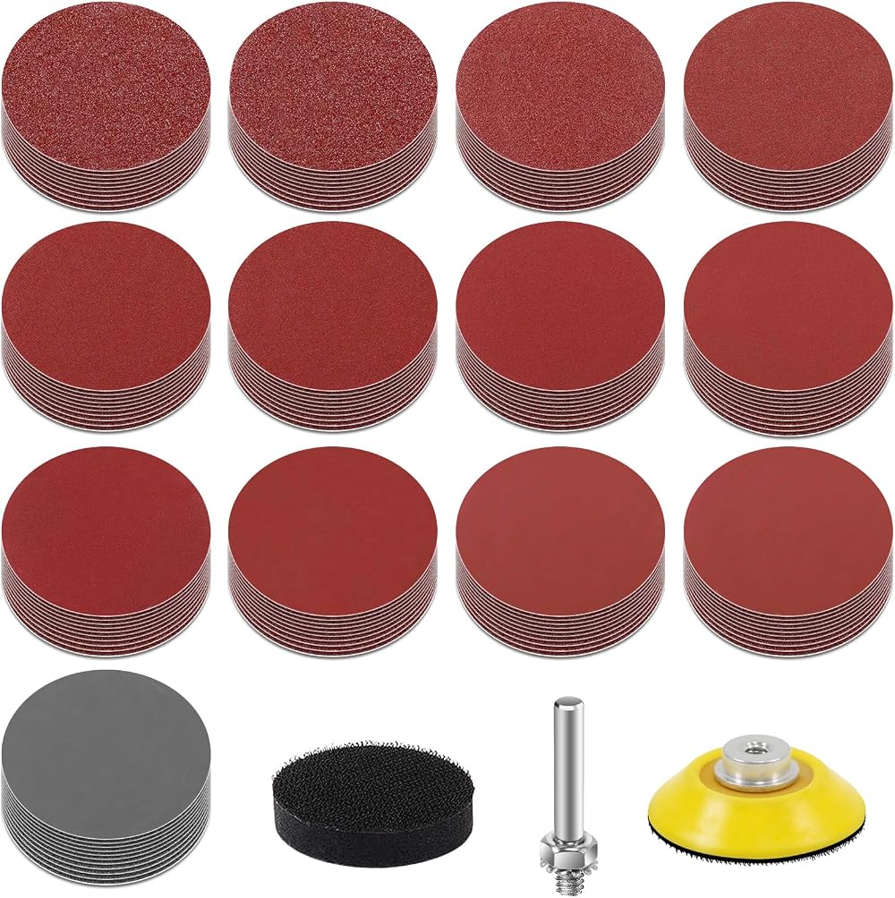 KONGMING 2 inch 50mm Sanding Disc Set Grit 80-3000 with Hook&Loop