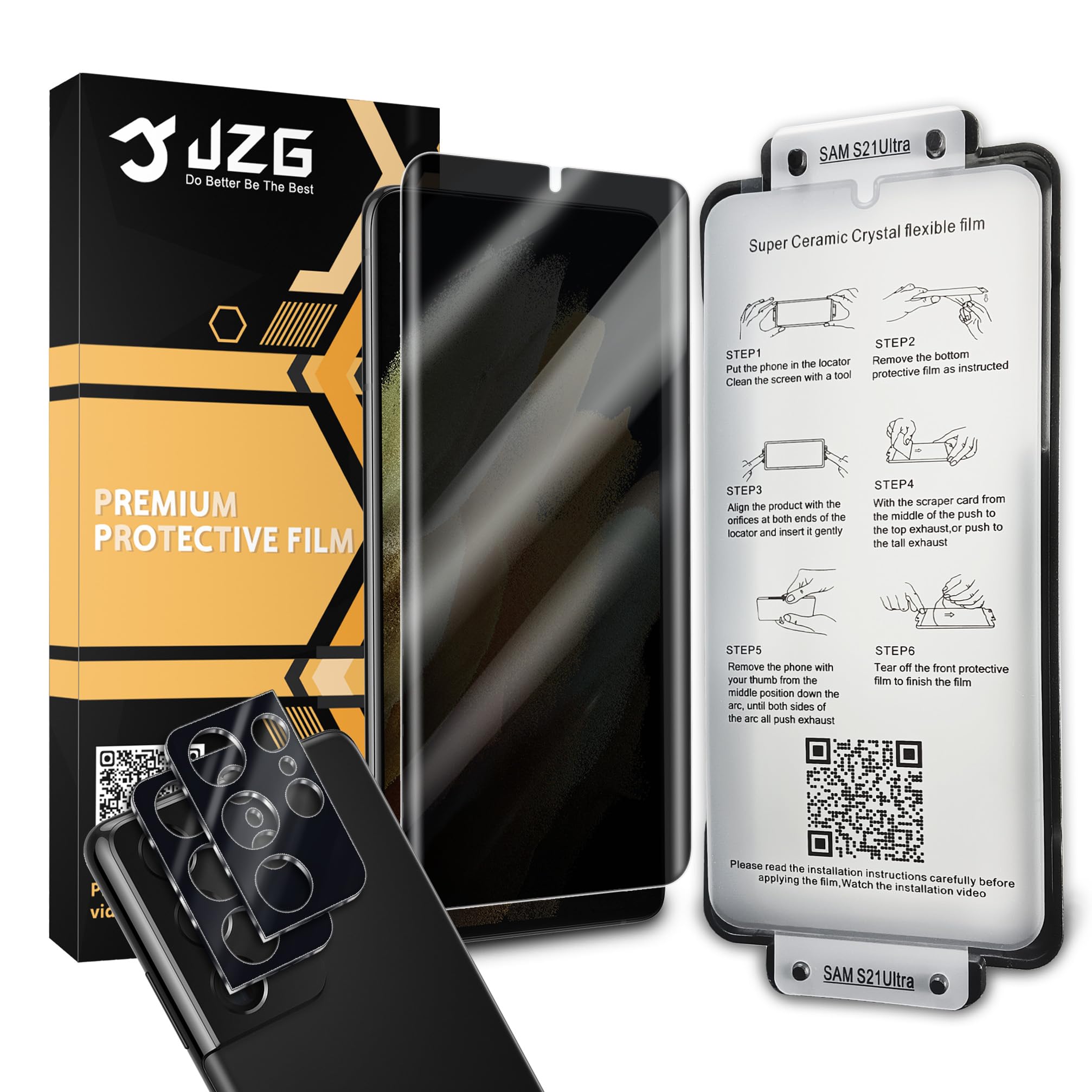 Photo 1 of 2 Pack for Samsung Galaxy S21 Ultra Privacy Screen Protector - Ceramic Film, 2 Pac Camera Protector, Supports Fingerprint Recognition, Anti-Spy, Scratch Self-Healing, HD Screen Protector