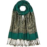 QIUTIMIY Paisley Pashmina Shawls and Wraps for Women Reversible Jacquard Festival Rave Pashmina Scarves with Fringe Vintage