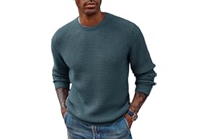 PJ PAUL JONES Mens Crewneck Pullover Sweater Waffle Textured Long Sleeve Knitted Sweaters