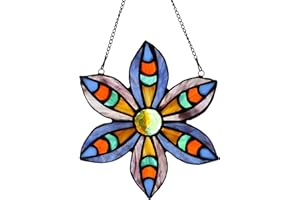ALIVAGAR Stained Glass Tiffany Style Flower Window Hangings Sun Catcher (Green)