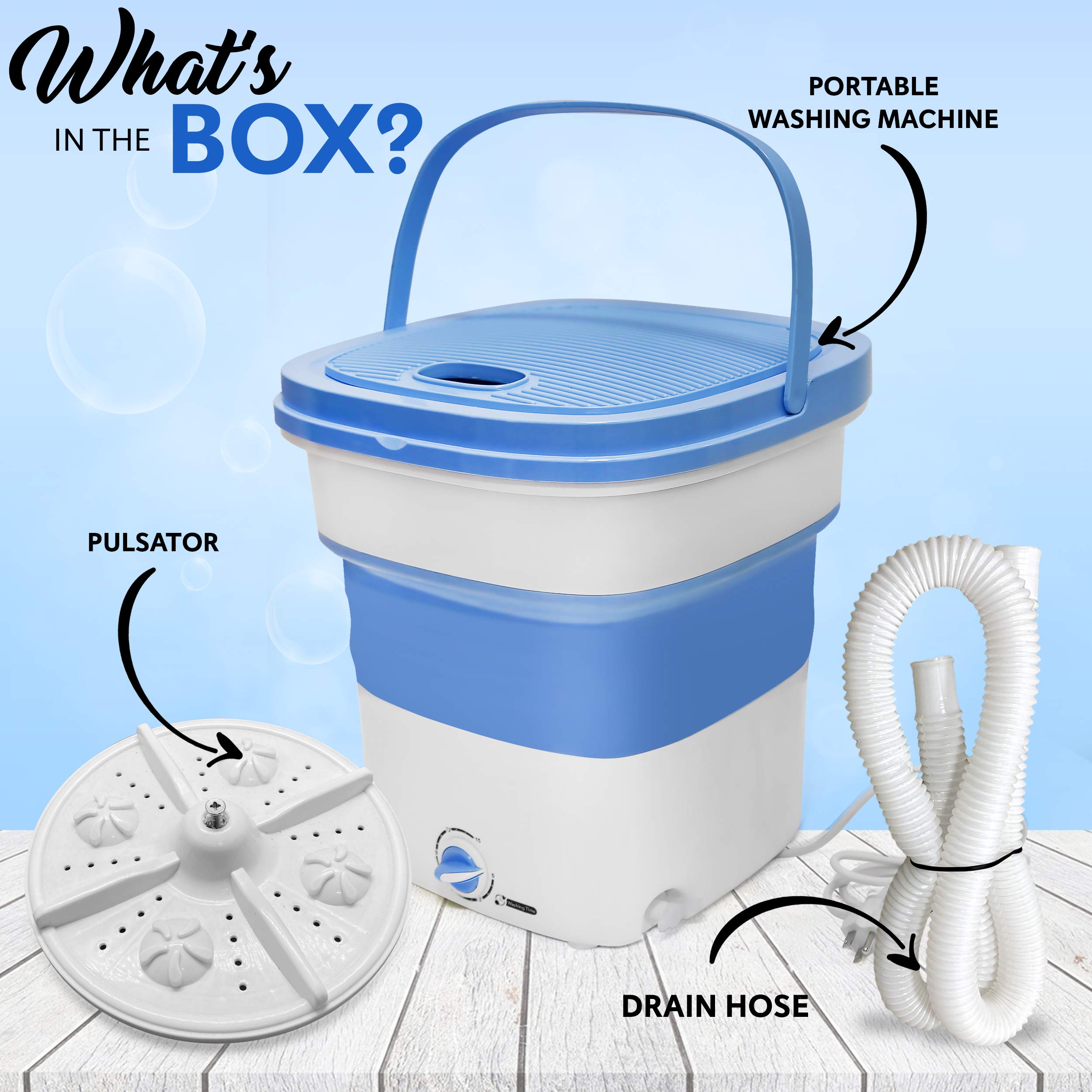 Portable Washing Machine Mini Washer Lightweight Collapsible Bucket - Perfect for Camping, Travelling, Apartment