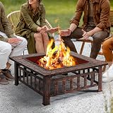 Yaheetech 86cm Square Fire Pit with Cover and Poker Copper Finish view 4