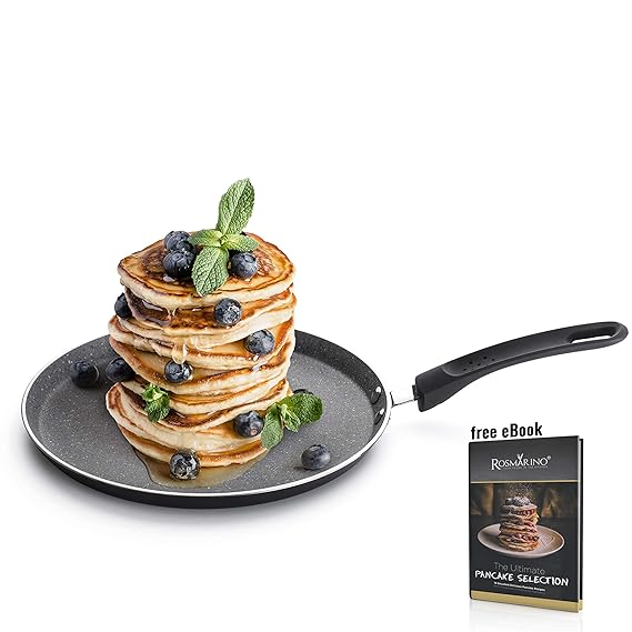 ROSMARINO Crepespfanne Induktion 25 cm, Pancake Pfanne Premium Pfannkuchenpfanne Induktion | Crepepfanne, Protein Pancakes Te