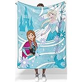 Jay Franco Kids Plush Throw Blanket – Soft & Cozy Fleece Throw for Bedroom & Couch Décor, Official Licensed Product, Blue - Frozen, 40x50 - Travel Blanket