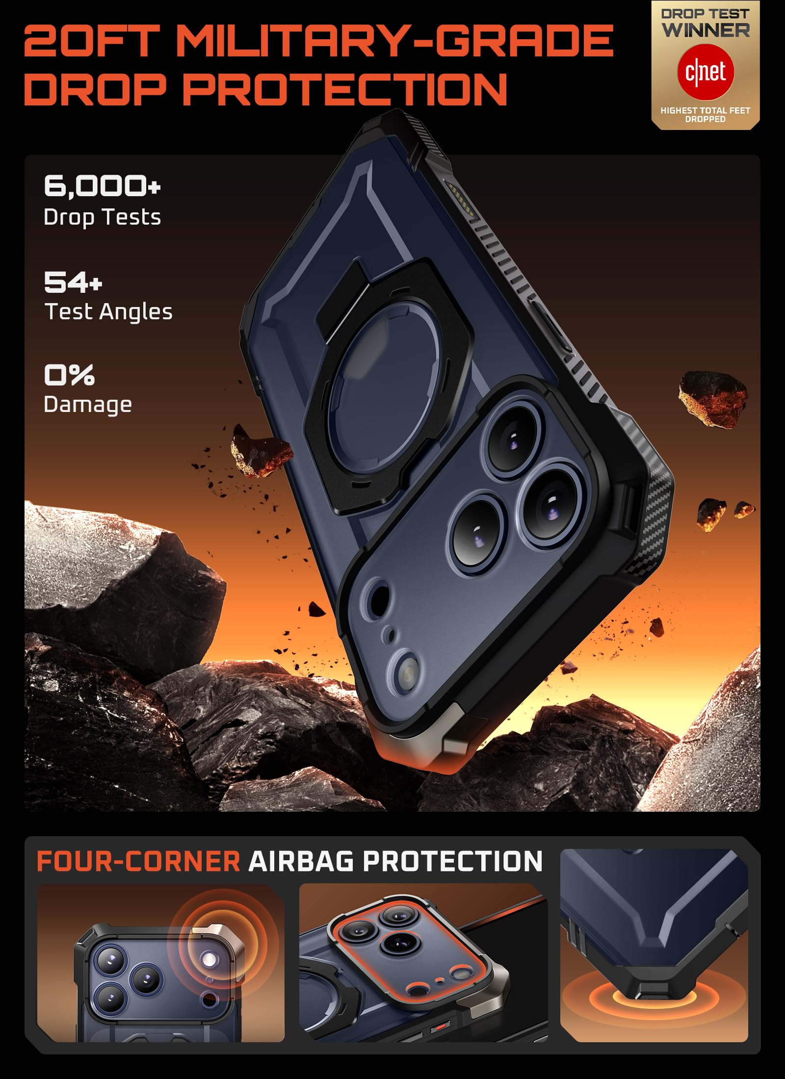 SUPCASE for iPhone 17 Pro Max Case with Kickstand (Unicorn Beetle Grip), [Camera Control Cover] [Compatible with MagSafe] [Military-Grade Drop Protection] Heavy Duty Magnetic Phone Case, Black