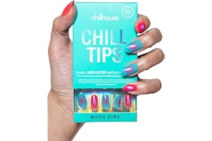 Chillhouse Chill Tips Signatures Press On Nails Kit, Mood Ring - 24 Nail Shapes & Sizes, Dual-Sided Buffer & File, Cuticle Stick & Glue - Long-Lasting Nail Art Manicures