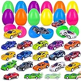 NEUBSAW 16 Packs Easter Eggs Filled with Die-cast Alloy Racing Cars for Boys, Prefilled Easter Eggs for Kids Toddlers Easter Basket Stuffers, Easter Party Favor Supplies for Easter Egg Hunt