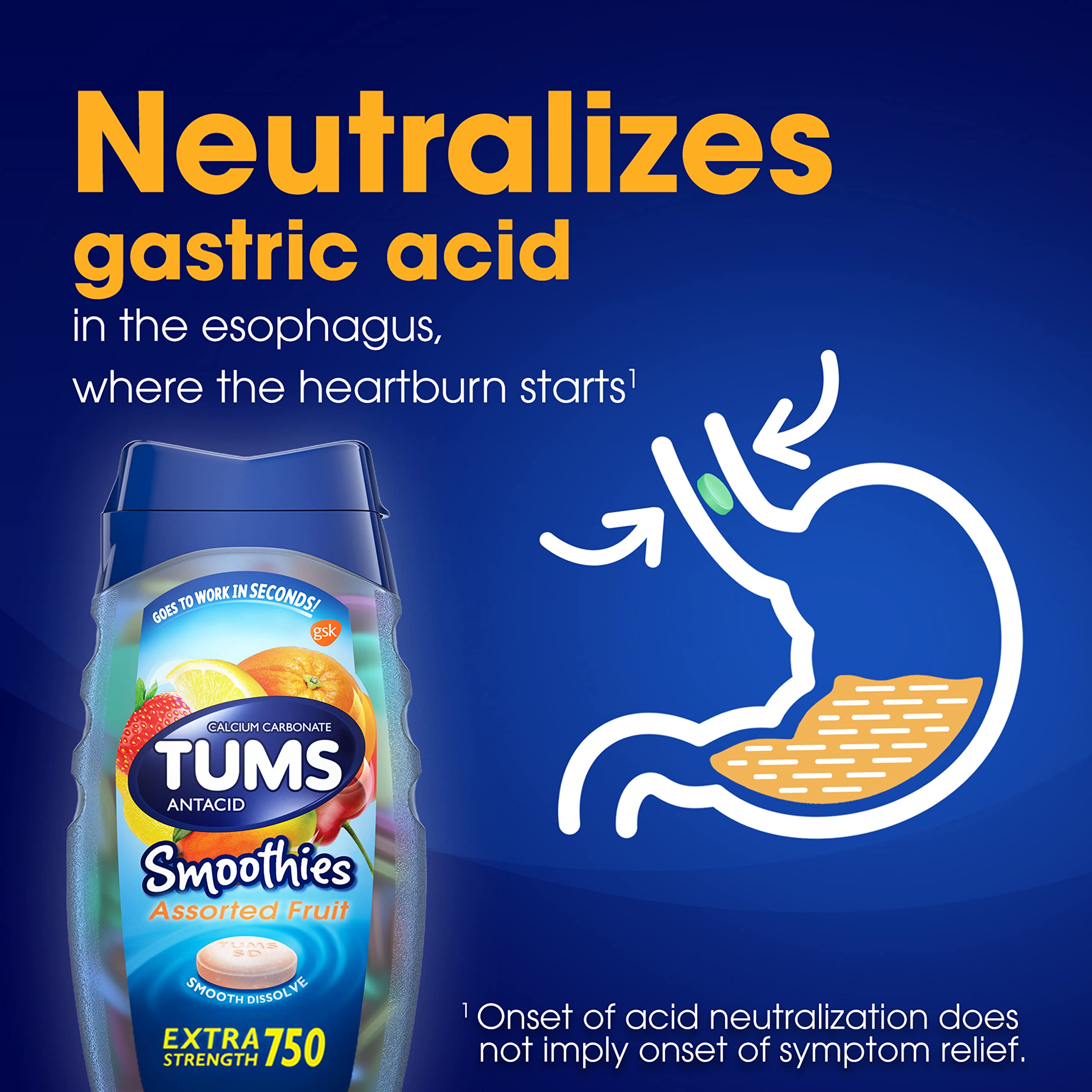 Tums Smoothies Antacid Calcium Supplement, 12 ct