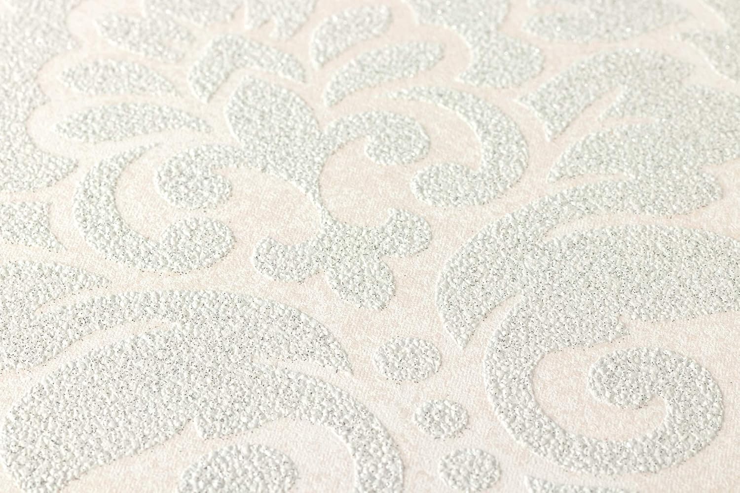 Livingwalls Non-Woven Wallpaper Diamonds Wallpaper with Ornaments Baroque 10.05 m x 0.53 m Gray Silver White 372702 37270-2 - Image 3