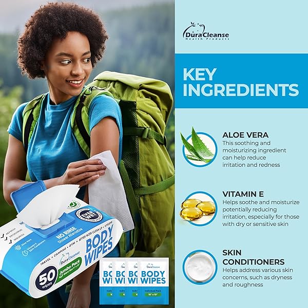 XL BODY WIPES FOR ADULTS BATHING NO RINSE – 50 CT. + 4 TRAVEL SHOWER WIPES – 9″X12″ THICK CLEANSING BATH WASH WIPES FOR ELDERLY INCONTINENCE – DISPOSABLE WASHCLOTHS, CAMPING ESSENTIALS FOR WOMEN & MEN