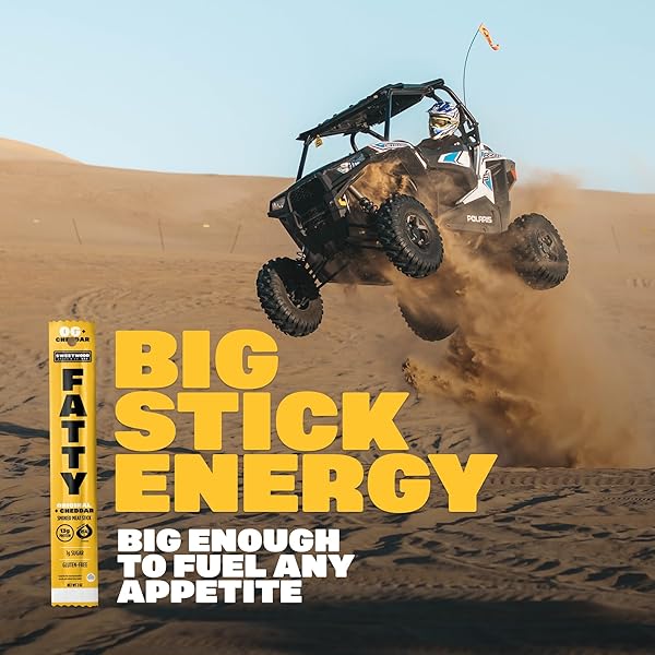 FATTY MEAT STICKS, HIGH PROTEIN, MADE WITH GRASS FED BEEF, PORK RAISED WITHOUT ANTIBIOTICS, 13G PROTEIN PER STICK, ORIGINAL CHEDDAR, 2 OZ.