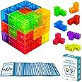 OUXIA Magnetic Building Blocks Magic Magnetic 3D Puzzle Cubes, Set of 7 Multi Shapes Magnetics Blocks with 54 Guide Cards, Children's Educational Toys and Stress Relief Fidget Toys for Kids Adults