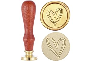 Heart Wax Seal Stamp, Yoption Vintage Brass Head Wooden Handle Sealing Stamp for Wedding Invitations