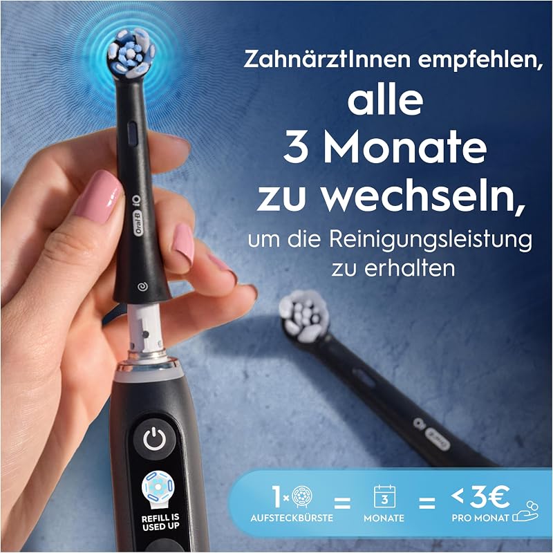 iO Aufsteckbürsten Sanfte Reinigung, Schwarz, 8 Stück