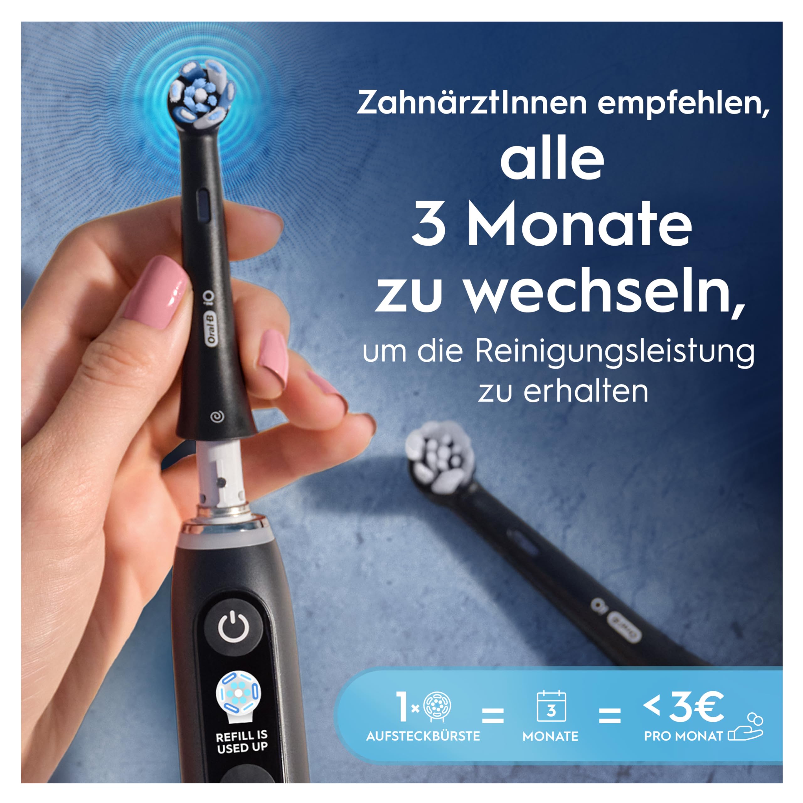 Oral-B iO Ultimative Reinigung Aufsteckbürsten — ORIGINAL Zahnbürstenaufsatz für Elektrische Oral-B iO Zahnbürsten — Ersatzbürsten, Bürstenköpfe — Tiefenreinigung & Plaqueentfernung — Schwarz, 8 Stück