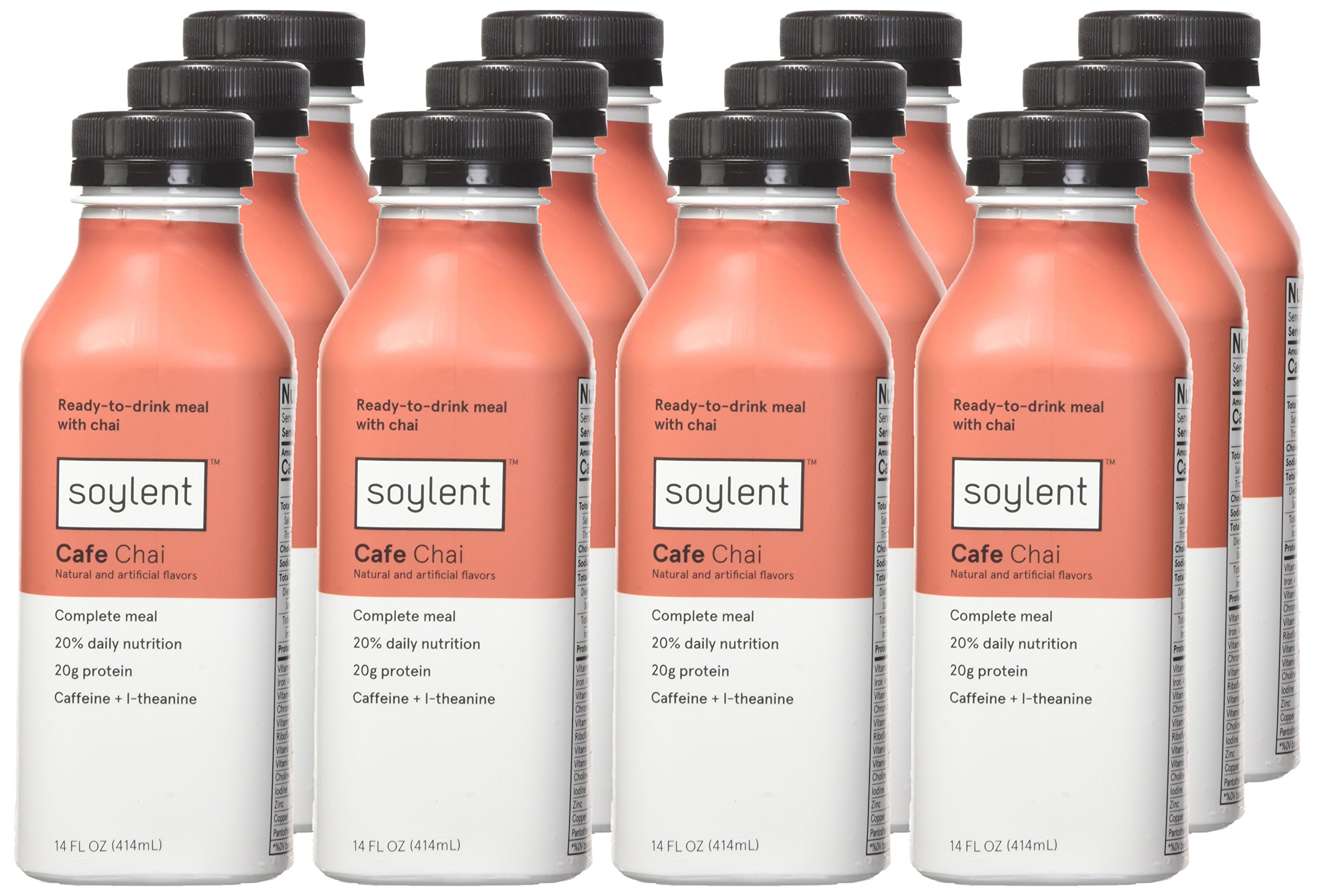 Soylent Meal Replacement Drink, Cafe Variety Pack, 14 oz Bottles, 12