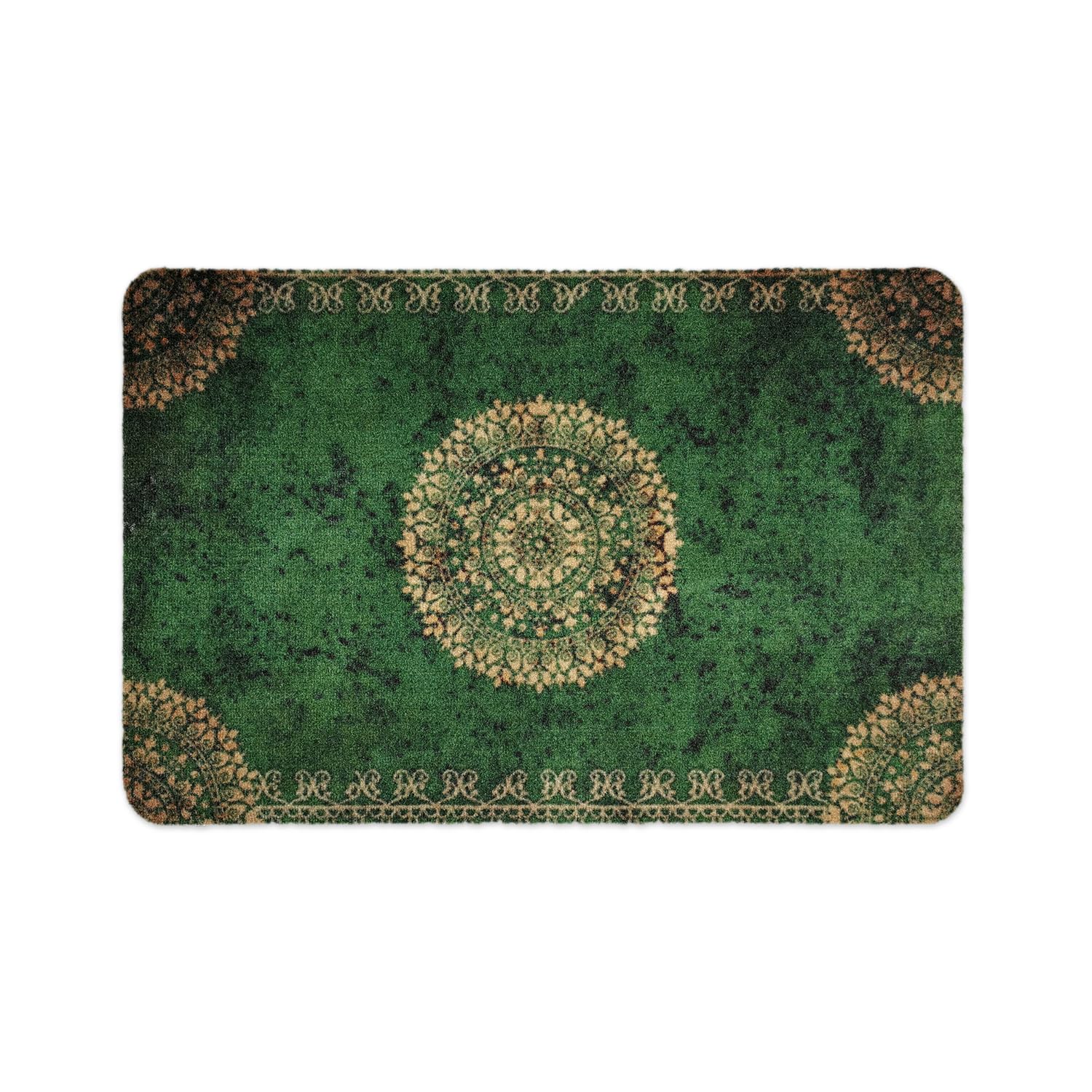 deco-mat Orient Doormat (40 x 60 cm, Green) - Non-Slip and Washable Doormat for Outdoor/Indoor Use - Absorbent Dirt Trapper Mat for Indoor/Outdoor Use in Oriental Design