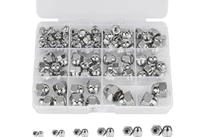 Vmuter SAE Kits Acorn Cap Nuts, 304 (18-8) Stainless Steel #6-32#8-32#10-24 1/4"-20 5/16"-18 3/8"-16 Dome Nuts for Furniture Automotive Marine Hardware, 97pcs